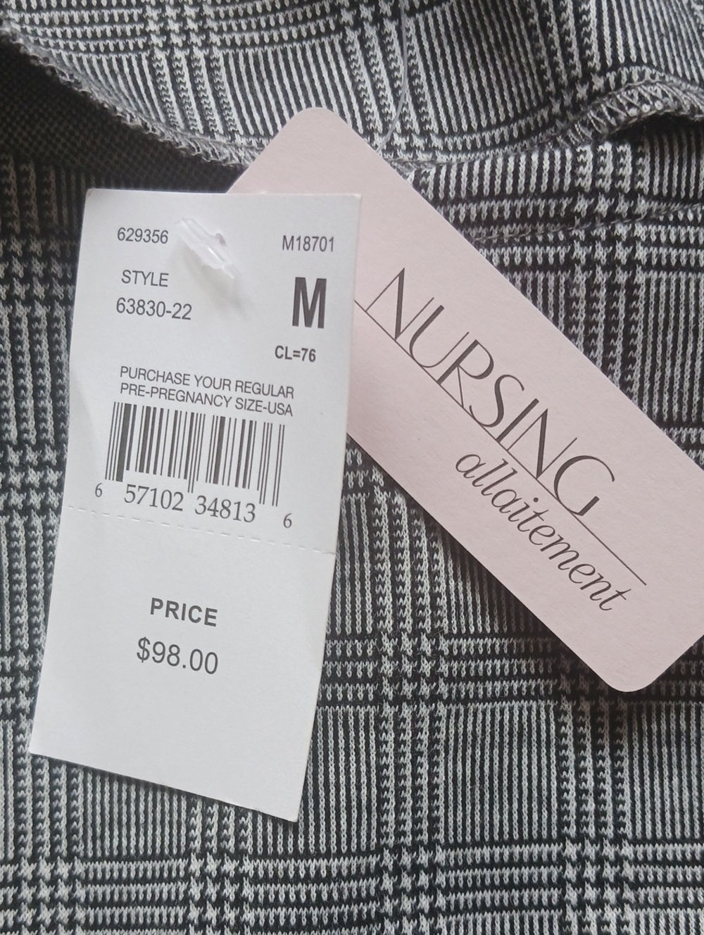 A Pea in the Pod Nursing & Maternity Grey Plaid Sheath Dress W/Zips & Pockets - Picture 4 of 6